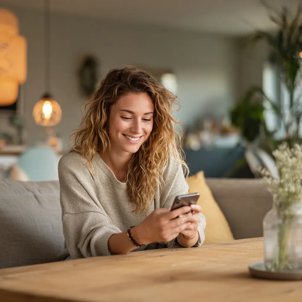 Woman using renovation planning app